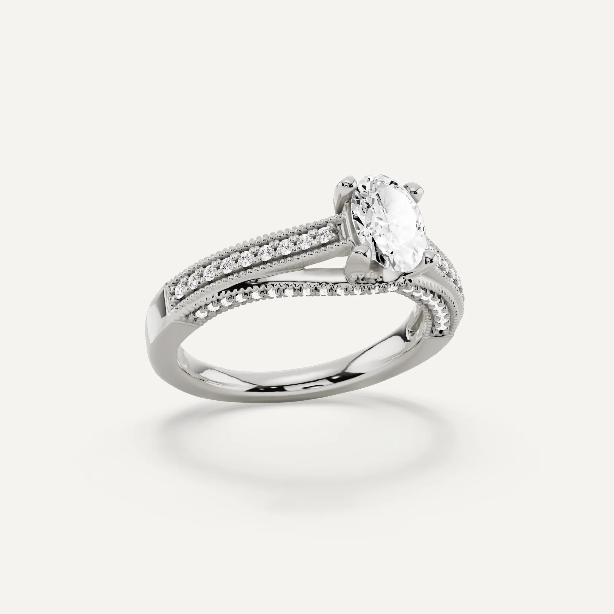 1 ctw Oval Diamond Luxe Side Stone Engagement Ring