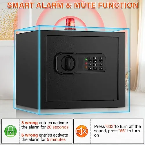 1.2 Cu Ft Home Safe Fireproof Waterproof, Small Fireproof Safe Box with Fireproof Money Bag, Programmable Keypad and Removable Shelf, Security Digital Safe for Home Money Firearm Medicines Valuables