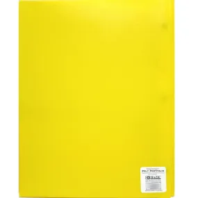 2-Pockets Poly Portfolio with 3 Prongs Solid Color Yellow