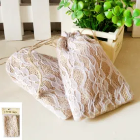 2pk Hessian Bag with Lace