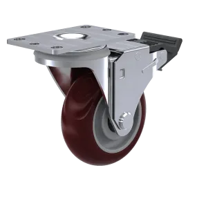 3-1/2" x 1-1/4"  Polyurethane Swivel Caster with Total-Lock Brake