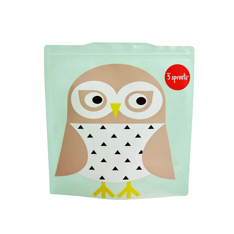 3 Sprouts Reusable Sandwich Bag - 2pk (Owl)