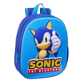 3D School Bag Sonic Speed Blue 27 x 33 x 10 cm