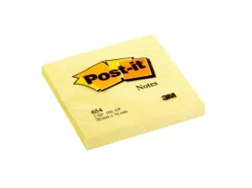 3M Post-It Notes Canary Yellow 654 3inX3in