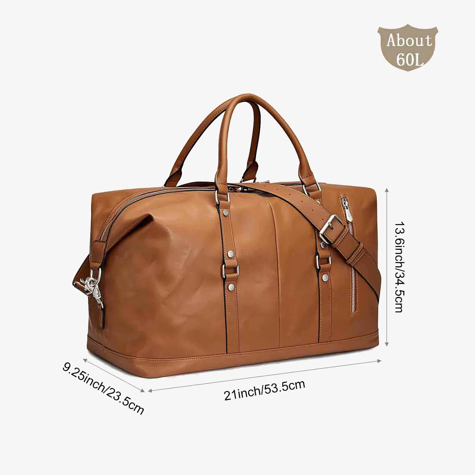 60L Women Genuine Leather Duffel Bag