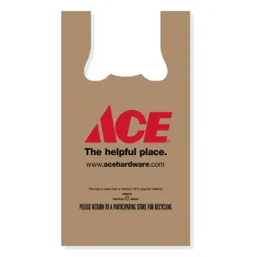 Ace Plastic Brown T-Shirt Bag Recycled 500 pk 21 in. H X 6.5 in. W X 11.5 in. L