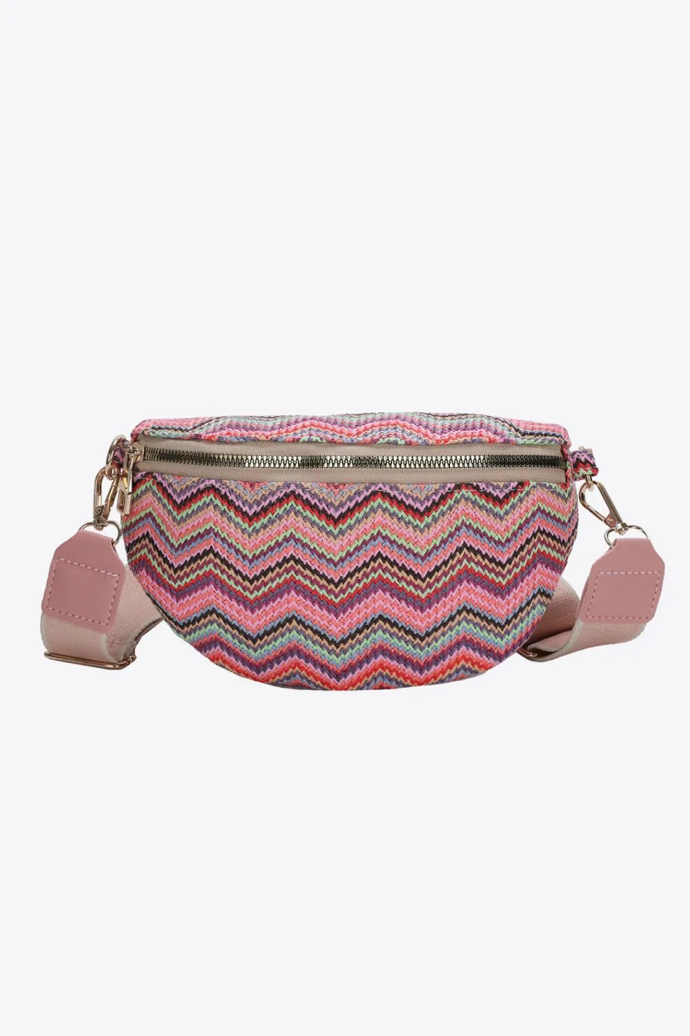 Adored Chevron Straw Sling Bag