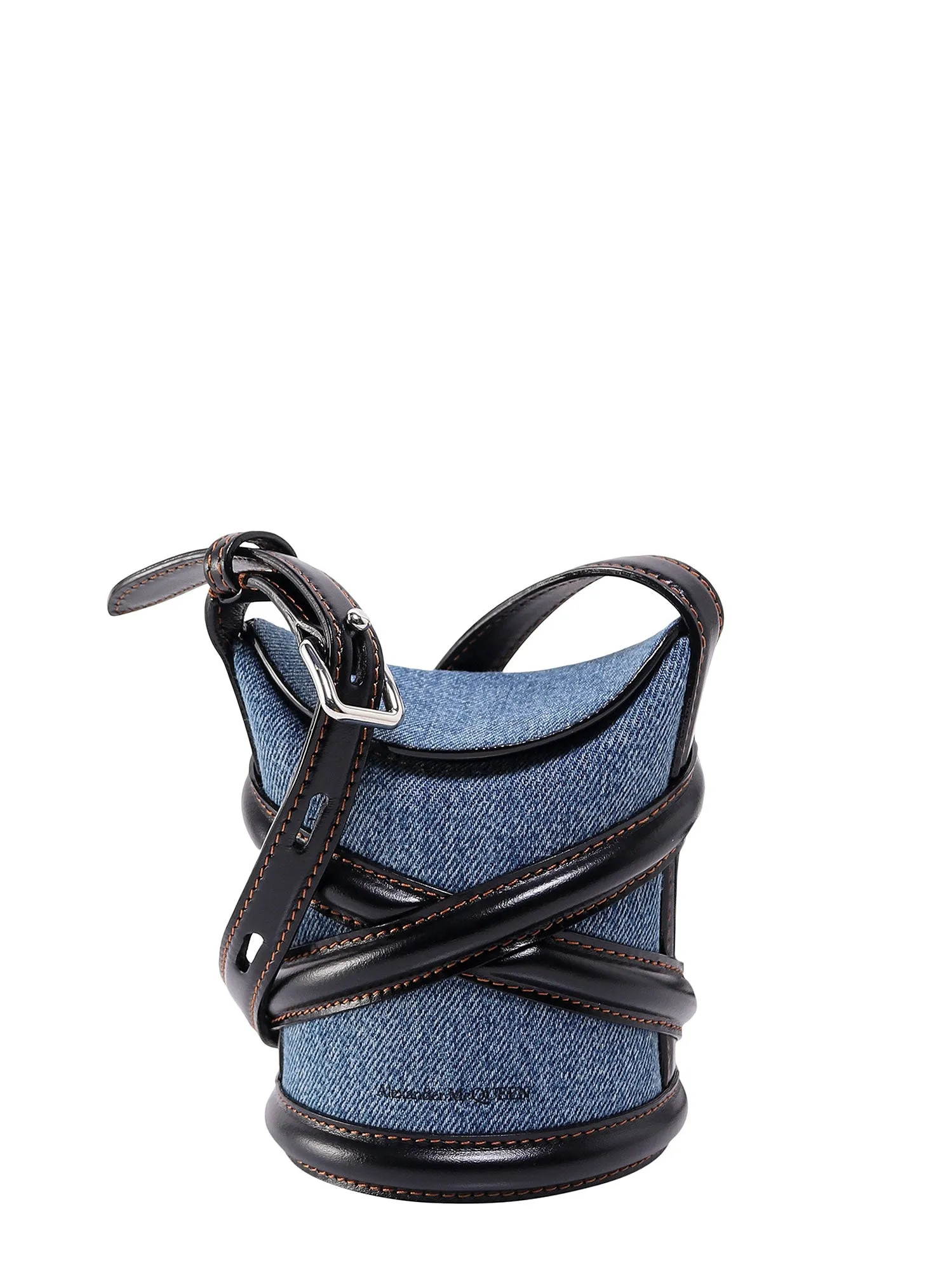 Alexander McQueen The Curve Logo Embossed Crossbody Bag