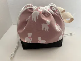 Alpaca Themed Small Knitting Bag, Finch Bucket Bag