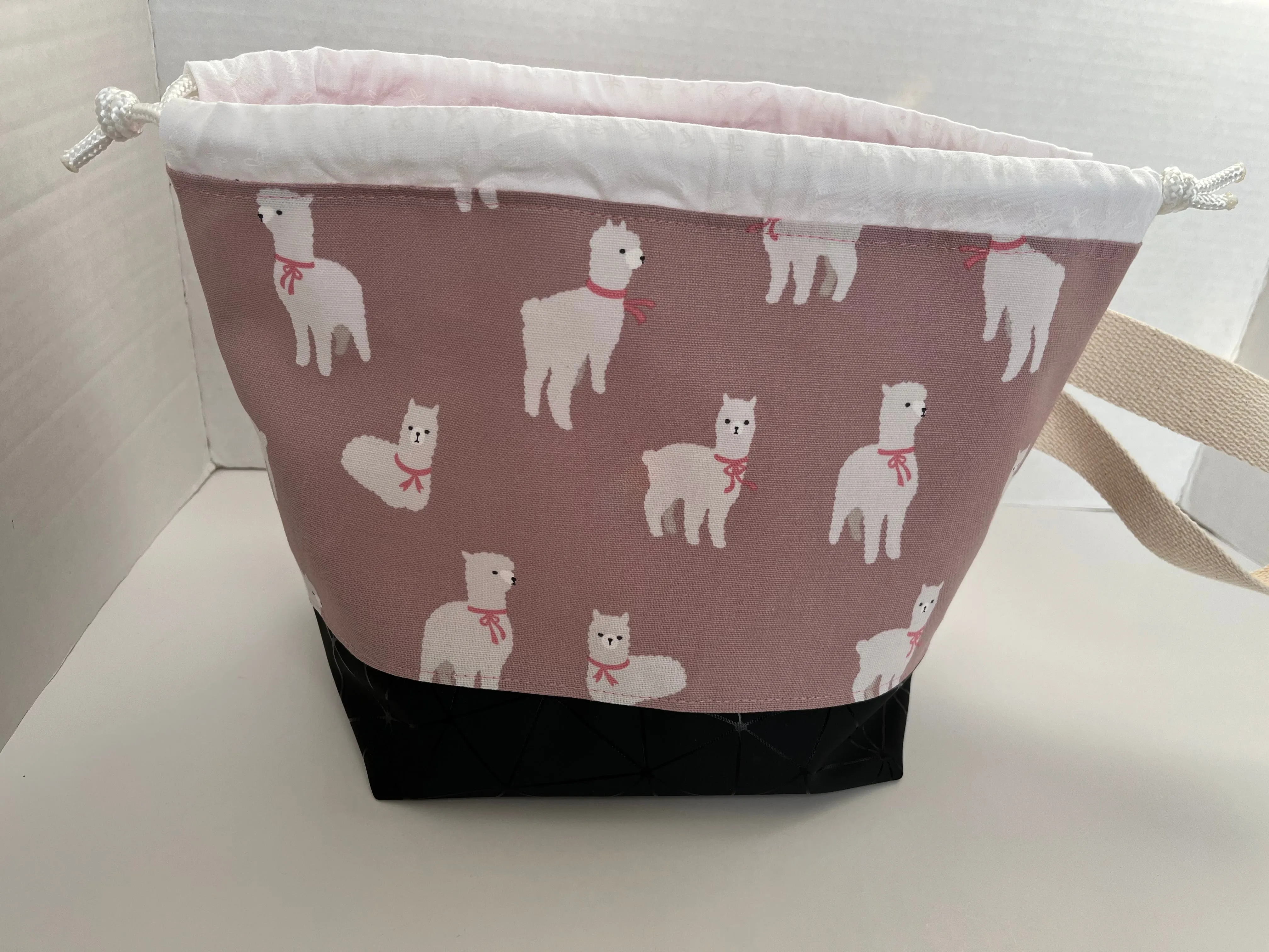 Alpaca Themed Small Knitting Bag, Finch Bucket Bag