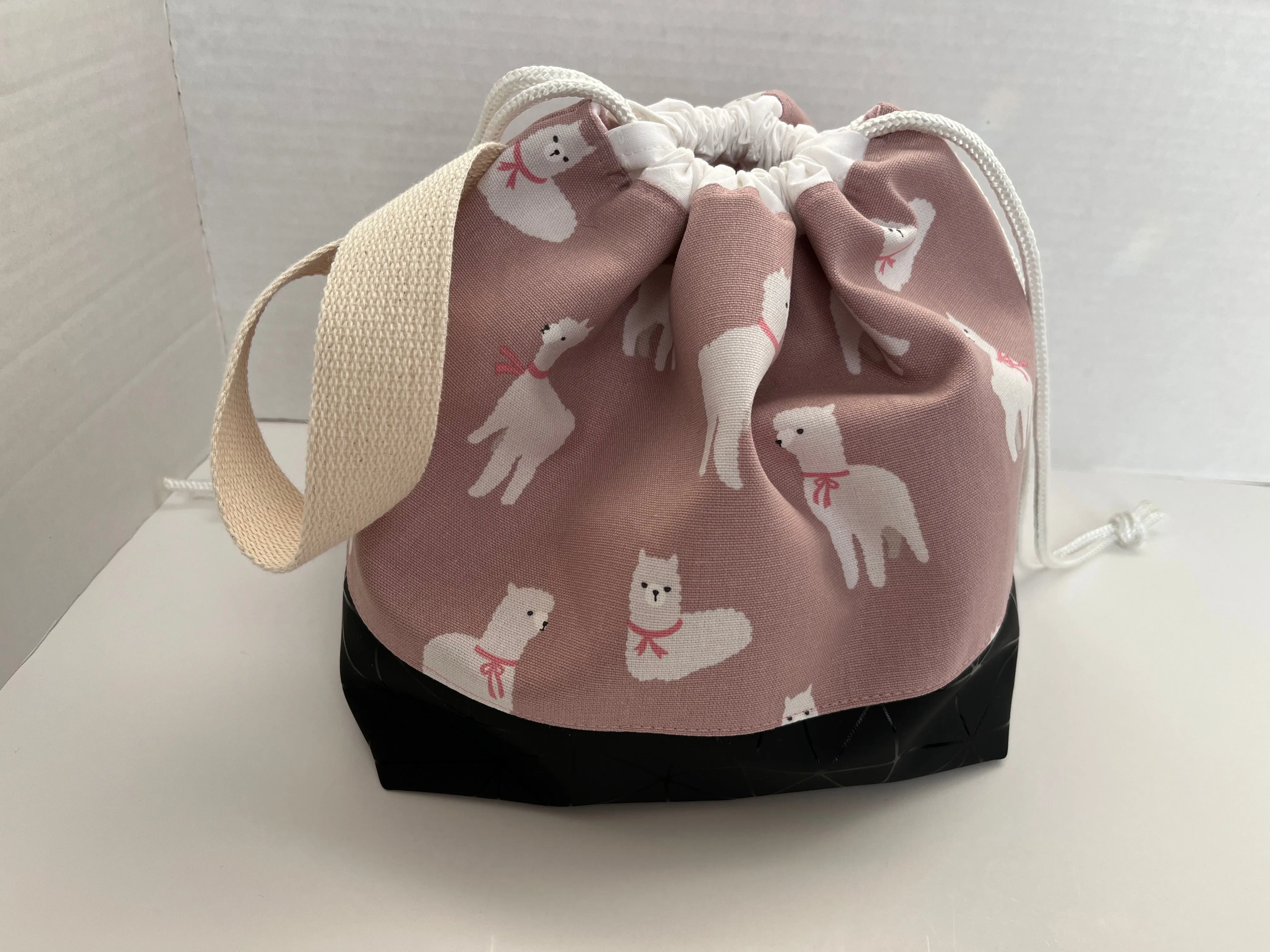 Alpaca Themed Small Knitting Bag, Finch Bucket Bag