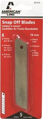 American Line Snap Off Blades' 8 Pt 18 Mm' 5 Blades Per Pack