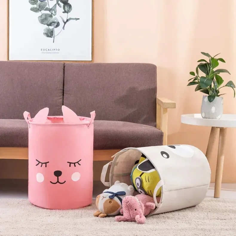 Anyhouz Storage Bag Bear Waterproof Folding Clothing Organizer Cartoon Cloth Art Storage Bucket Travel Wardrobe Organizer