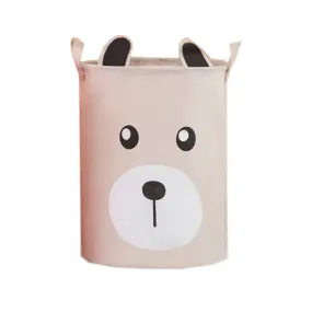 Anyhouz Storage Bag Bear Waterproof Folding Clothing Organizer Cartoon Cloth Art Storage Bucket Travel Wardrobe Organizer