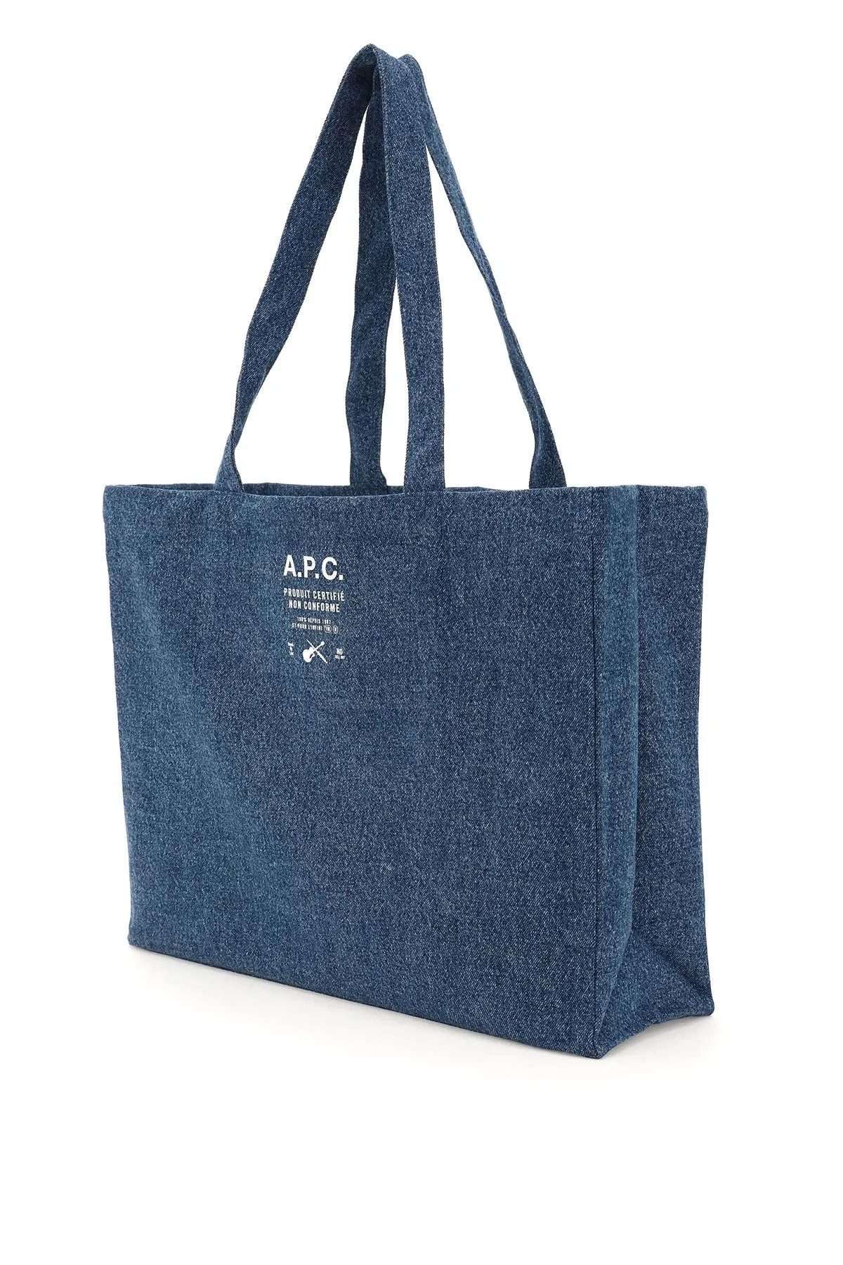 A.P.C. Logo Printed Top Handle Denim Tote Bag