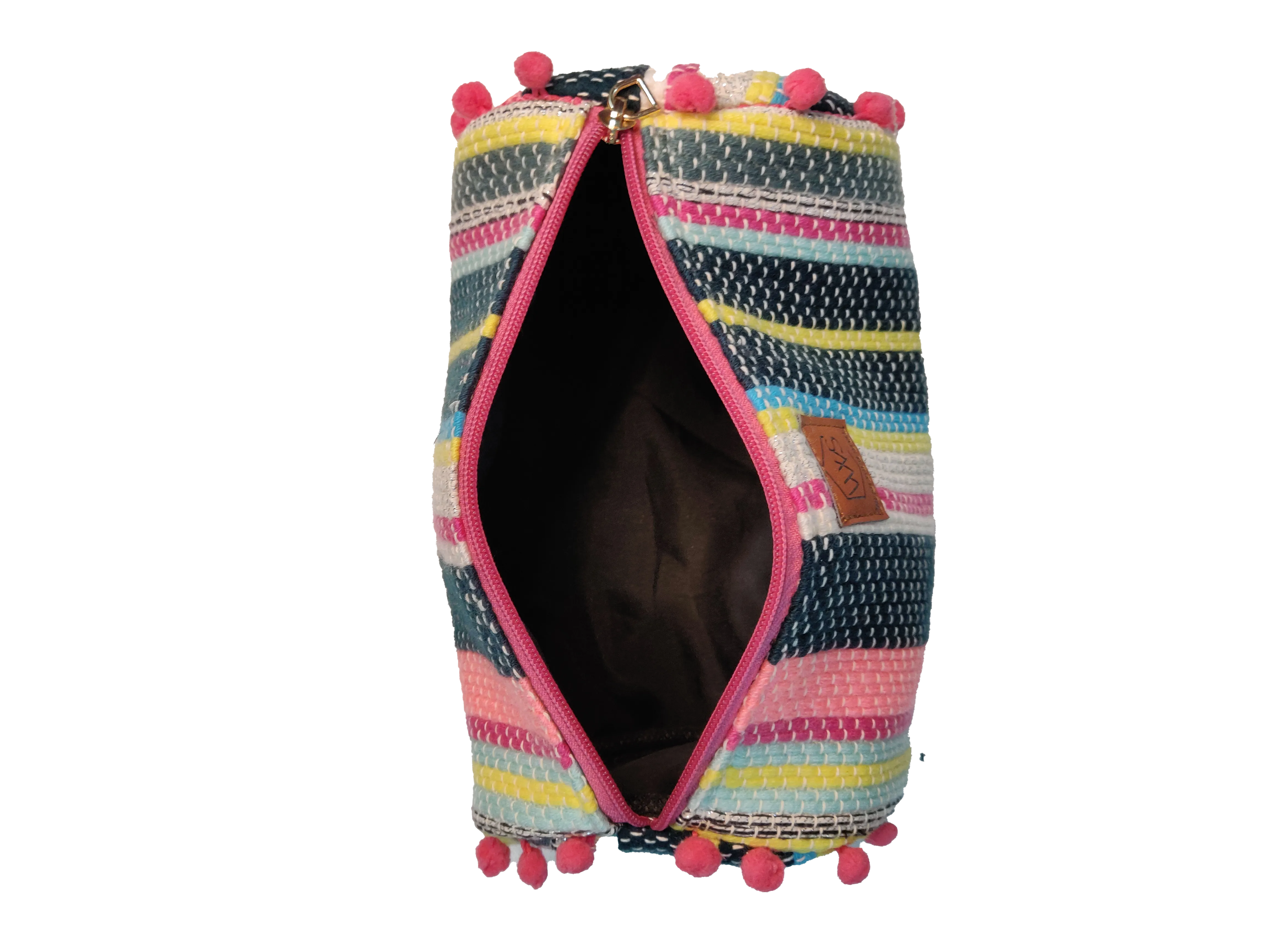 Aqua Blush Striped Drum Pouch