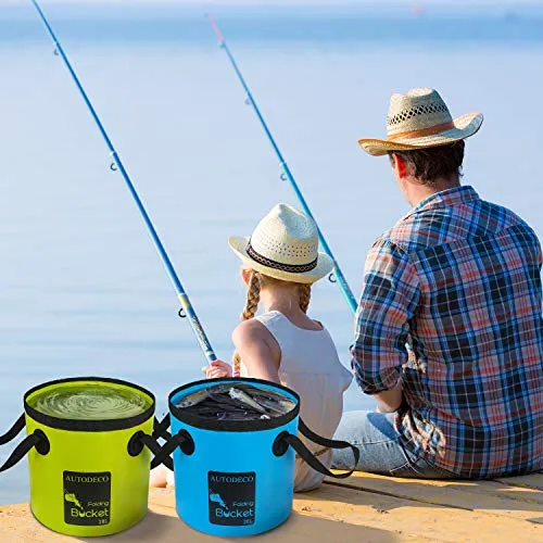 AUTODECO Collapsible Bucket 5 Gallon Container Folding Water Bucket Portable Wash Basin for Camping Fishing Travelling Outdoor Gardening Car Washing Green 1Pcs 20L