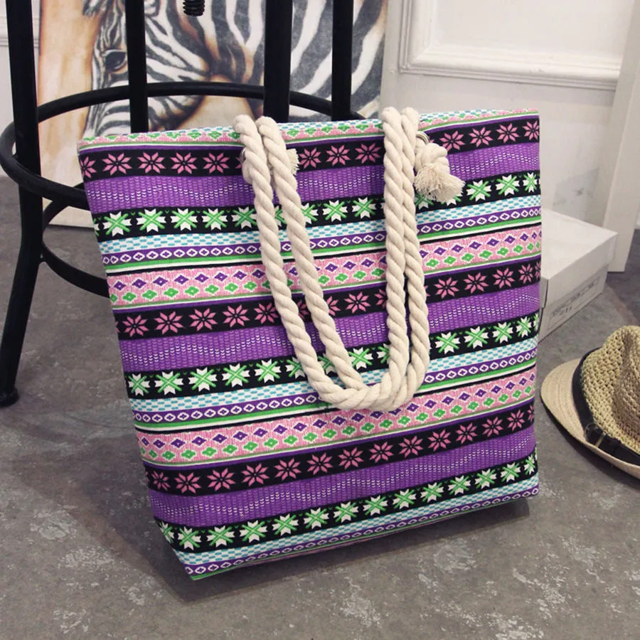 Aztec design beach travel tote handbag