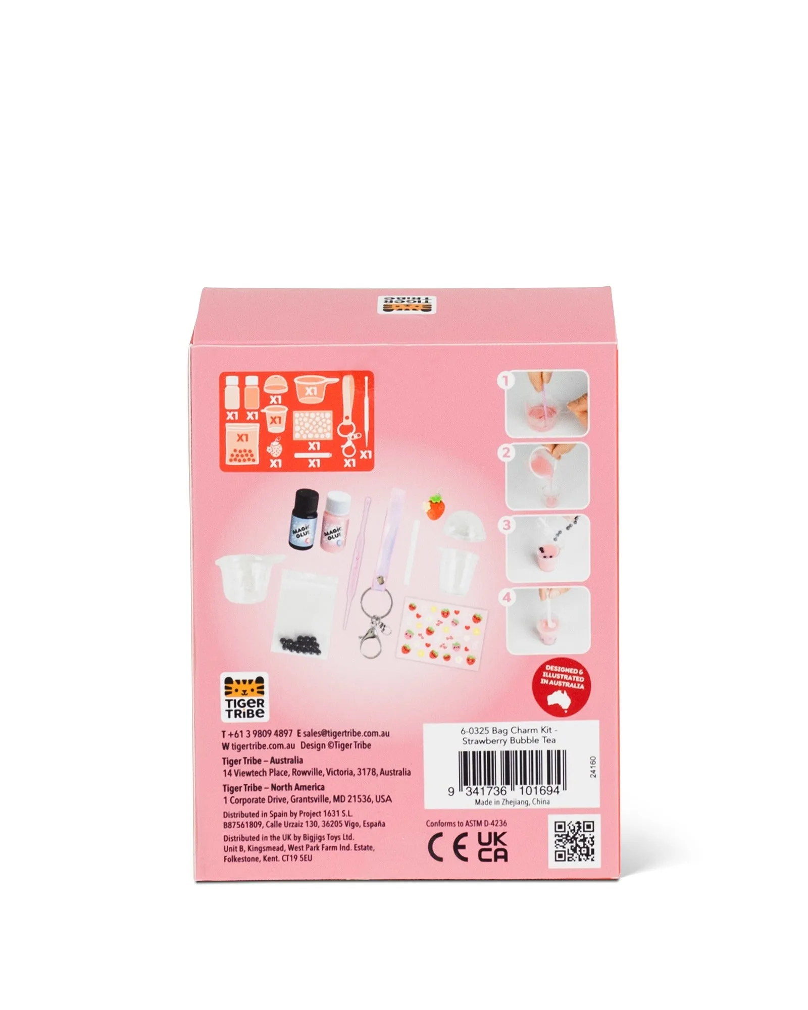 Bag Charm Kit - Strawberry Bubble Tea