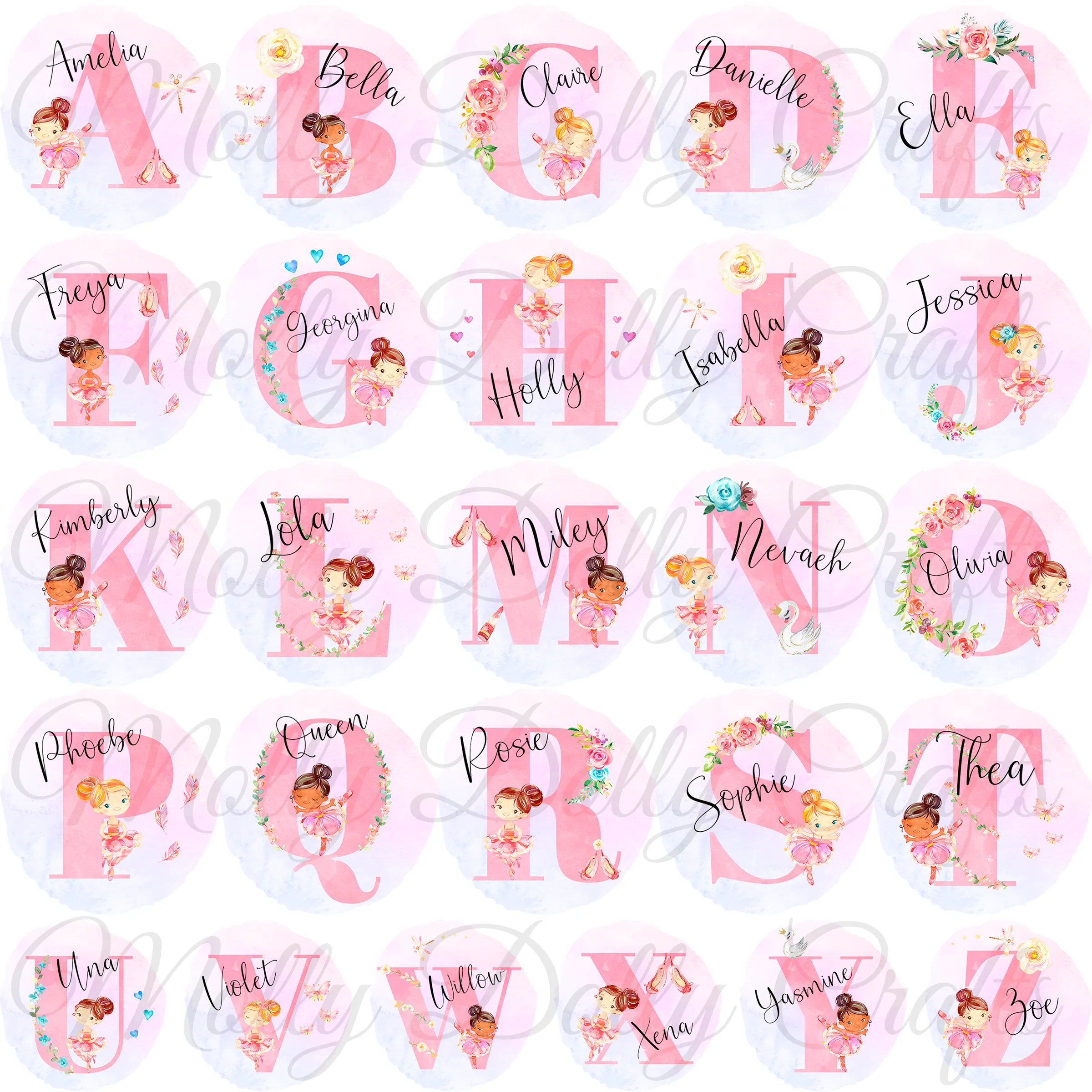 Ballet Alphabet Personalised Keyring Bag Tag