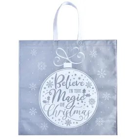 Believe In The Magic Of Christmas Silver Non-Woven Jumbo Gift Bag