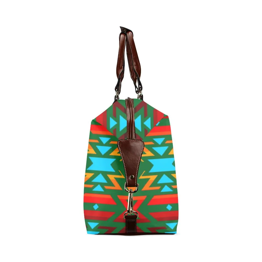 Big Pattern Fire Colors and Sky green Classic Travel Bag