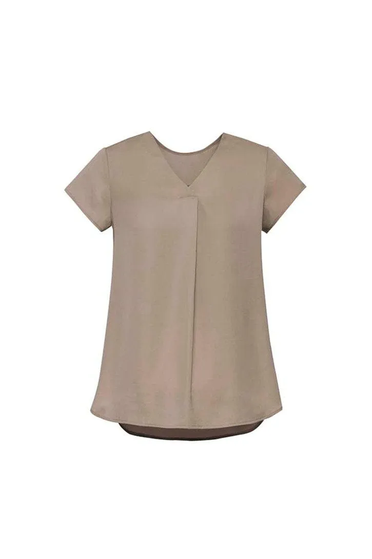 Biz Corporate Kayla Womens V-neck Pleat Blouse RB967LS