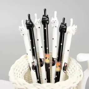 Black & White Cat Pattern Office School Supplies Gel Pen