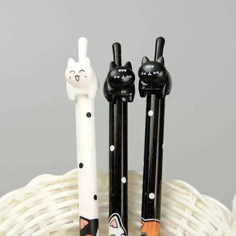 Black & White Cat Pattern Office School Supplies Gel Pen