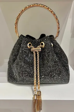 Black Diamante Bucket Bag