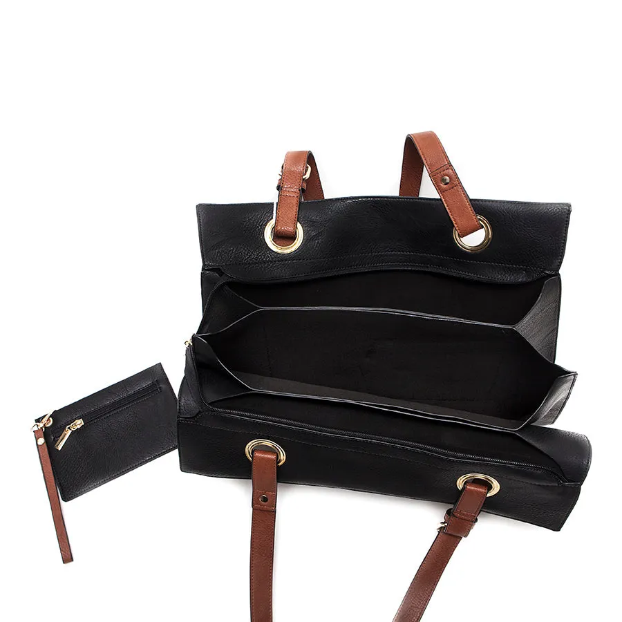 Black Wide Shopper Style Bag