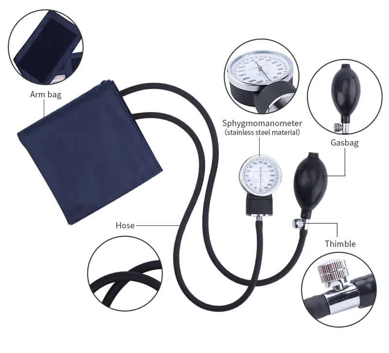 Blood Pressure Monitor Arm Blood Pressure Monitor Meter Aneroid Sphygmomanometer Cuff Stethoscope