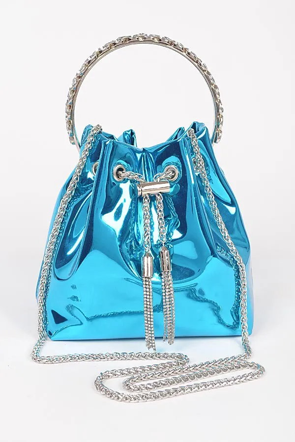 Blue Holograme Bucket Bag W/Stone Handle