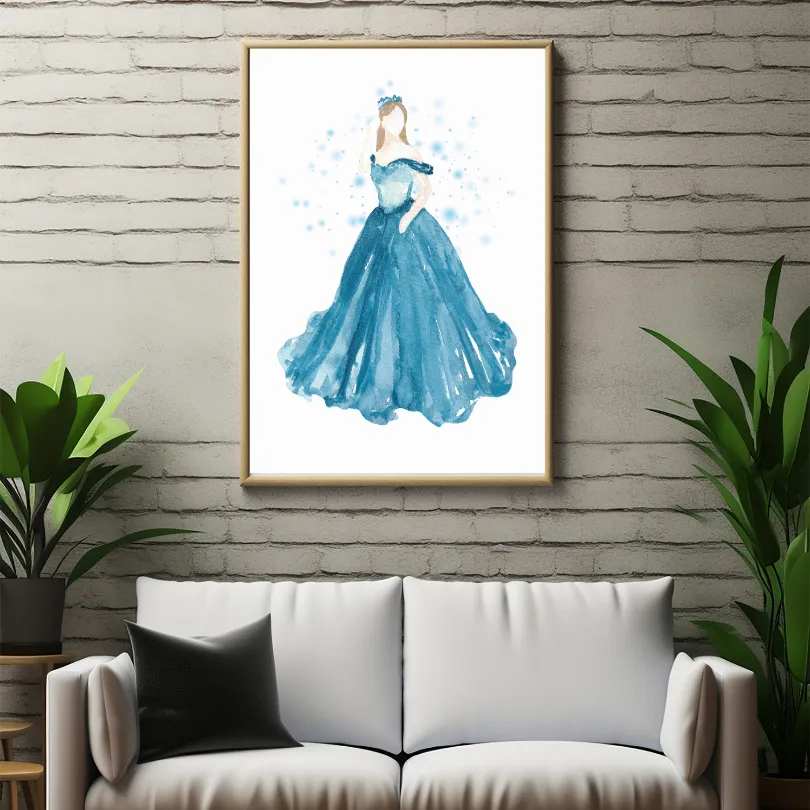 Blue Princess Poster INSTANT DOWNLOAD Art Print, Light Blue Wall Art, Glam Room Decor, Girly Wall Art, Blue Watercolor Wall Art