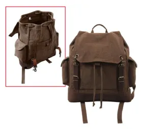 Brown   Brown - Vintage Military Leather Trim Expedition Rucksack