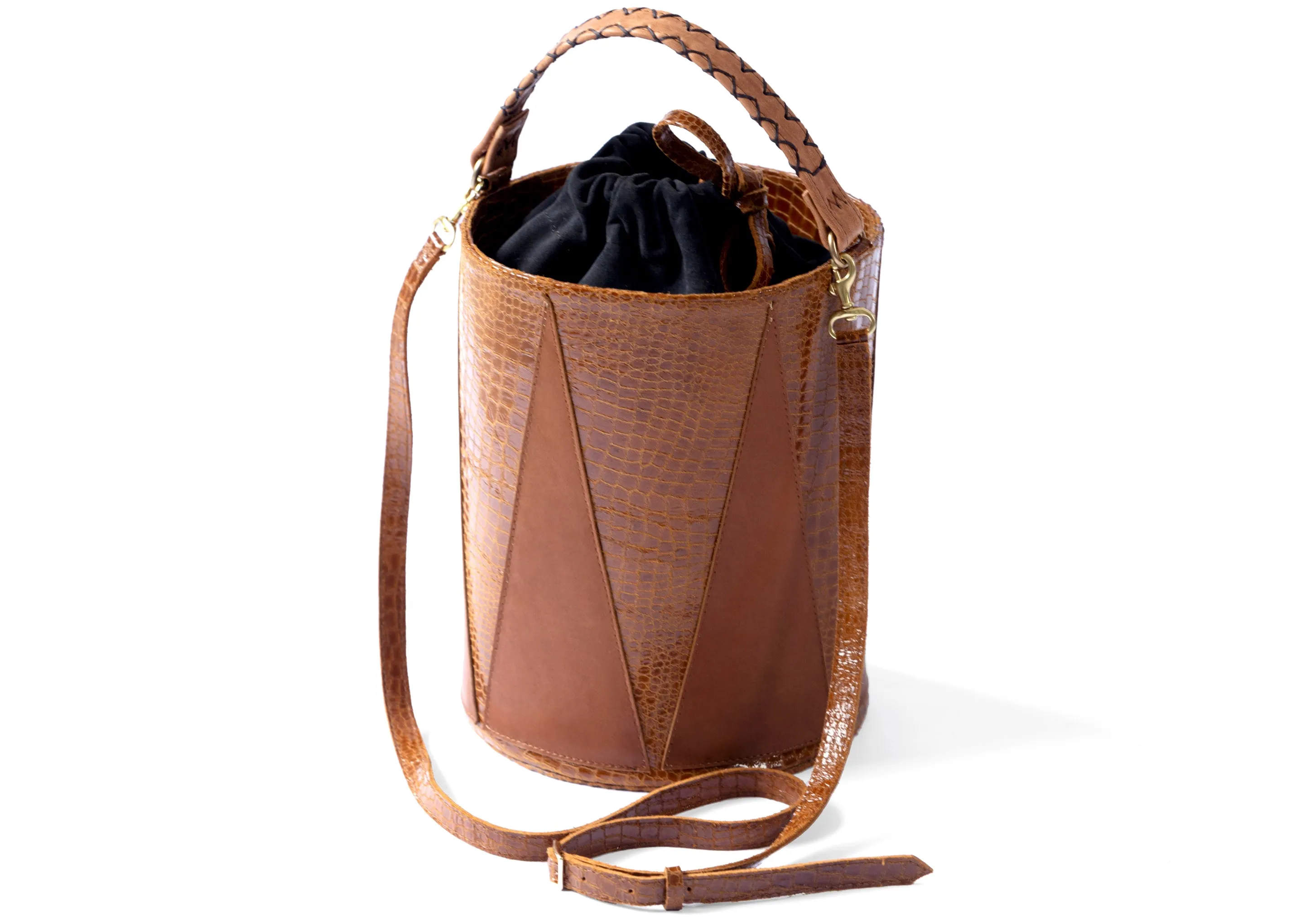 BROWN LEELY MIDI BUCKET BAG