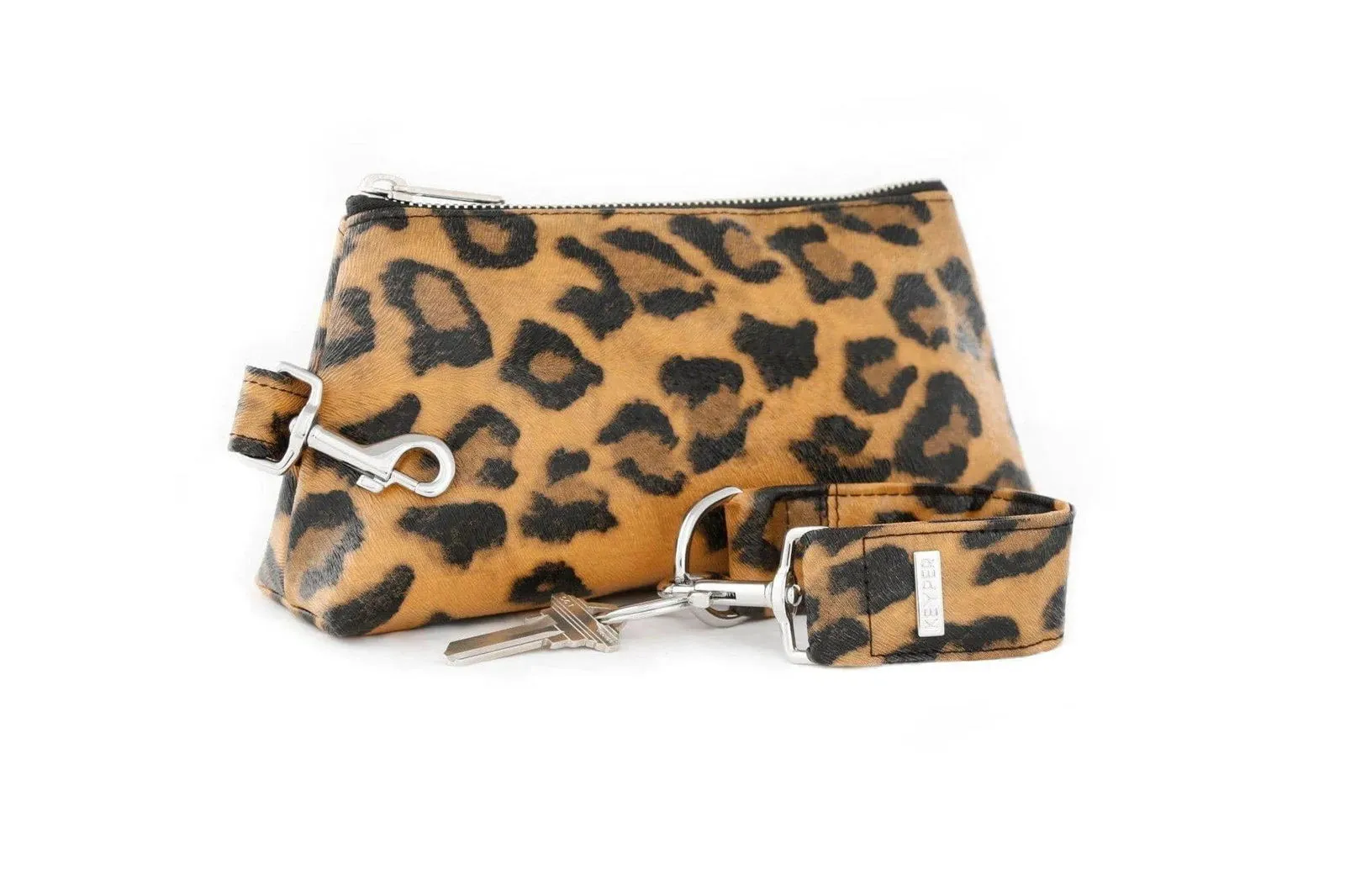 Brown Leopard Vegan Leather 2-Piece Wristlet Set