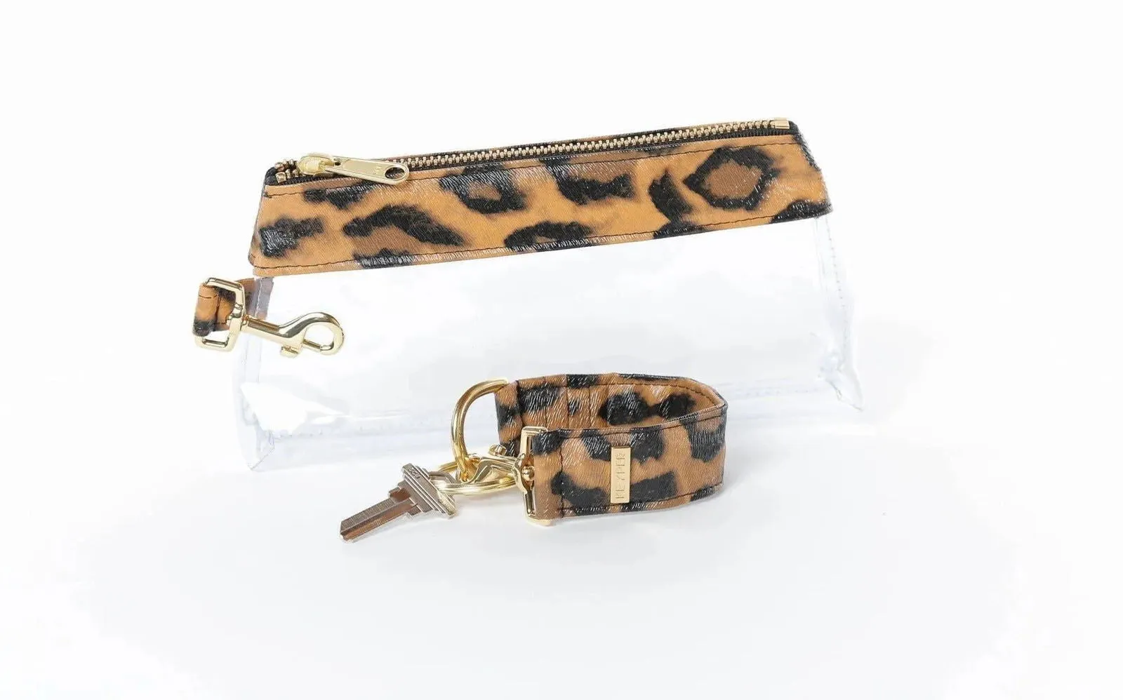 Brown Leopard Vegan Leather 2-Piece Wristlet Set