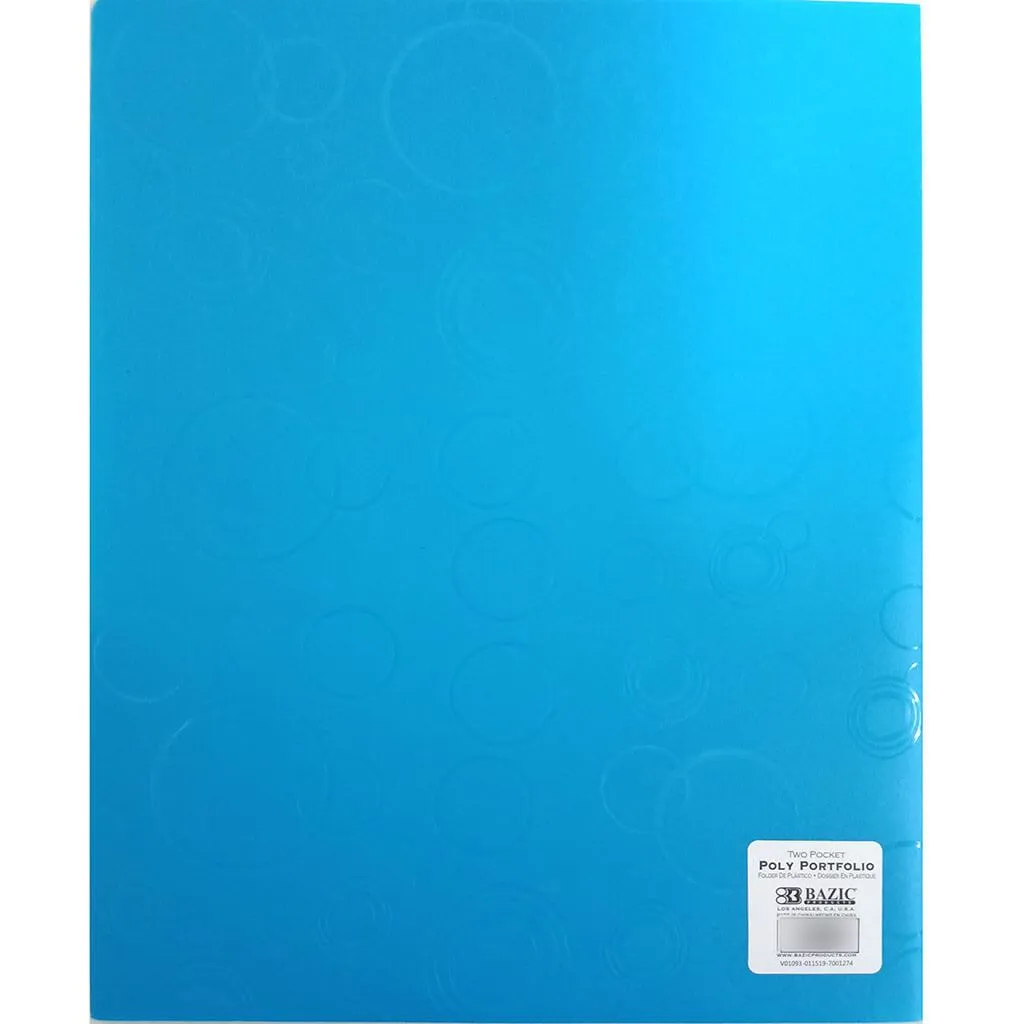 Bubble Embossed 2-Pockets Poly Portfolio Blue