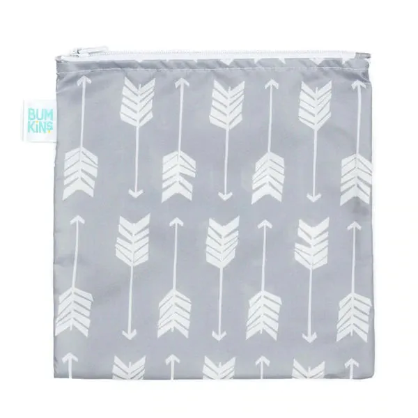 Bumkins Reusable LARGE Snack/Sandwich Bag - Grey Arrow