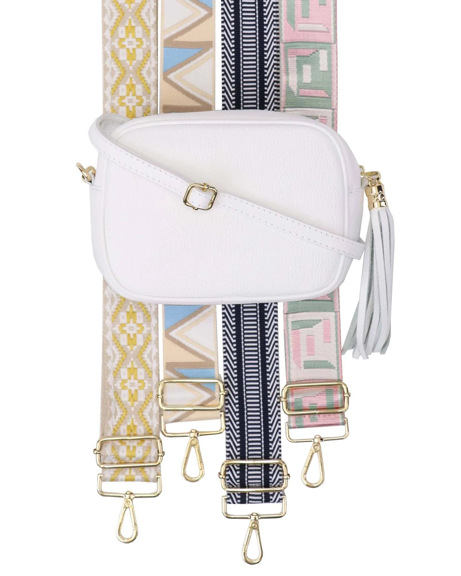 Cadenza Tassel Crossbody Leather Camera Bag: Taupe