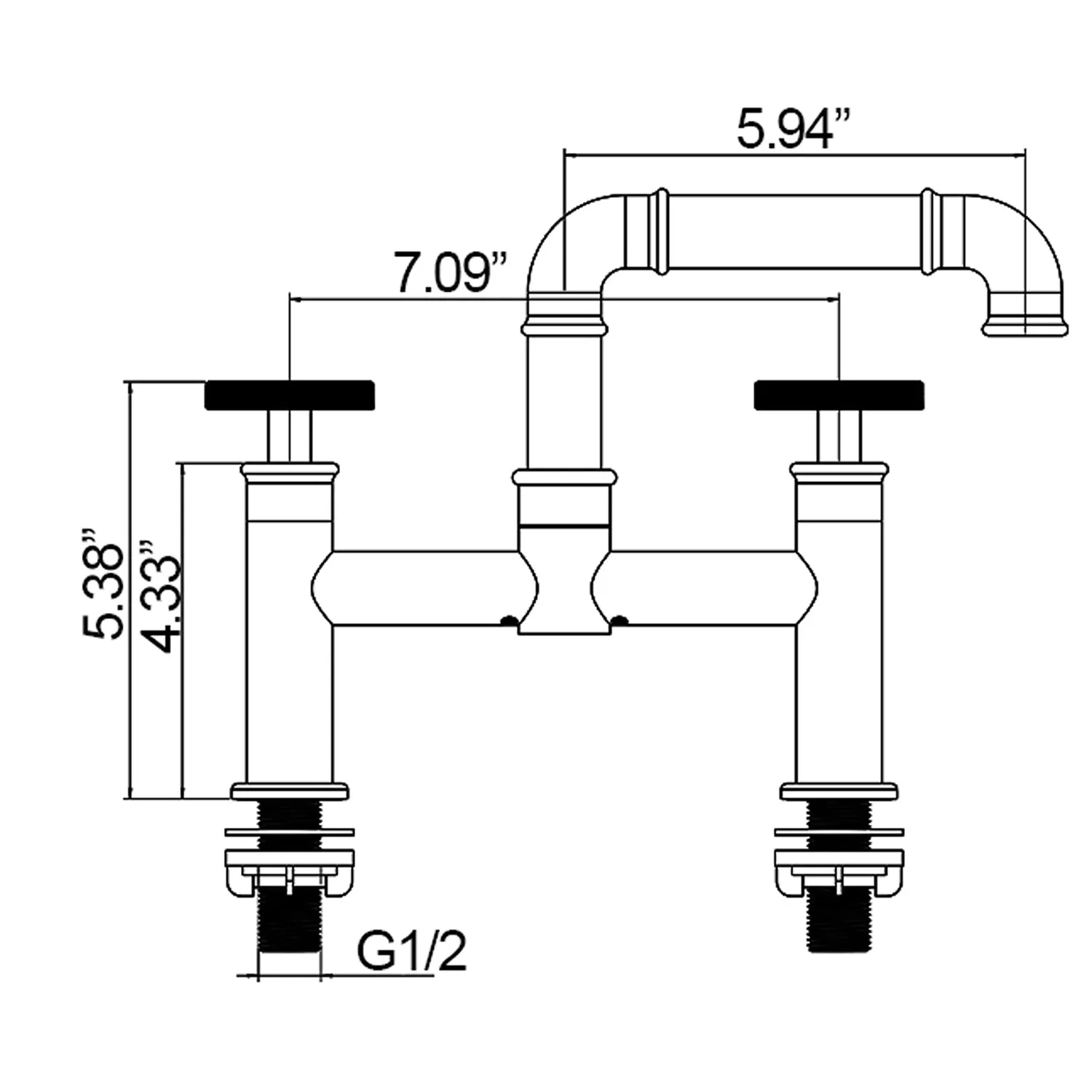 Centerset Bridge Bathroom Sink Faucet Brass Two Handle RB1132