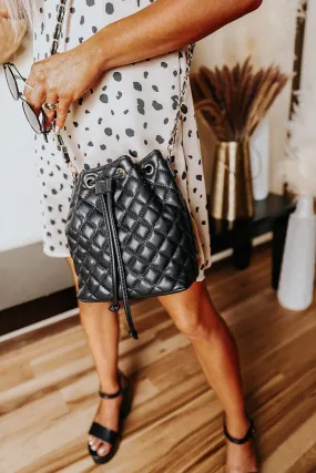 Champagne Craving Quilted Faux Leather Crossbody In Black