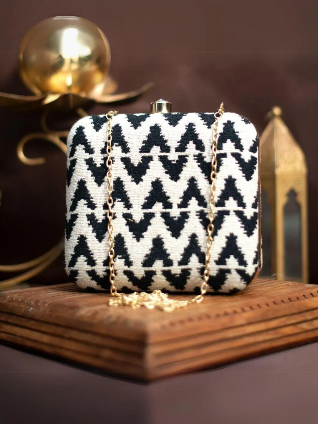 Chevron Pattern Handloom Fabric Bag