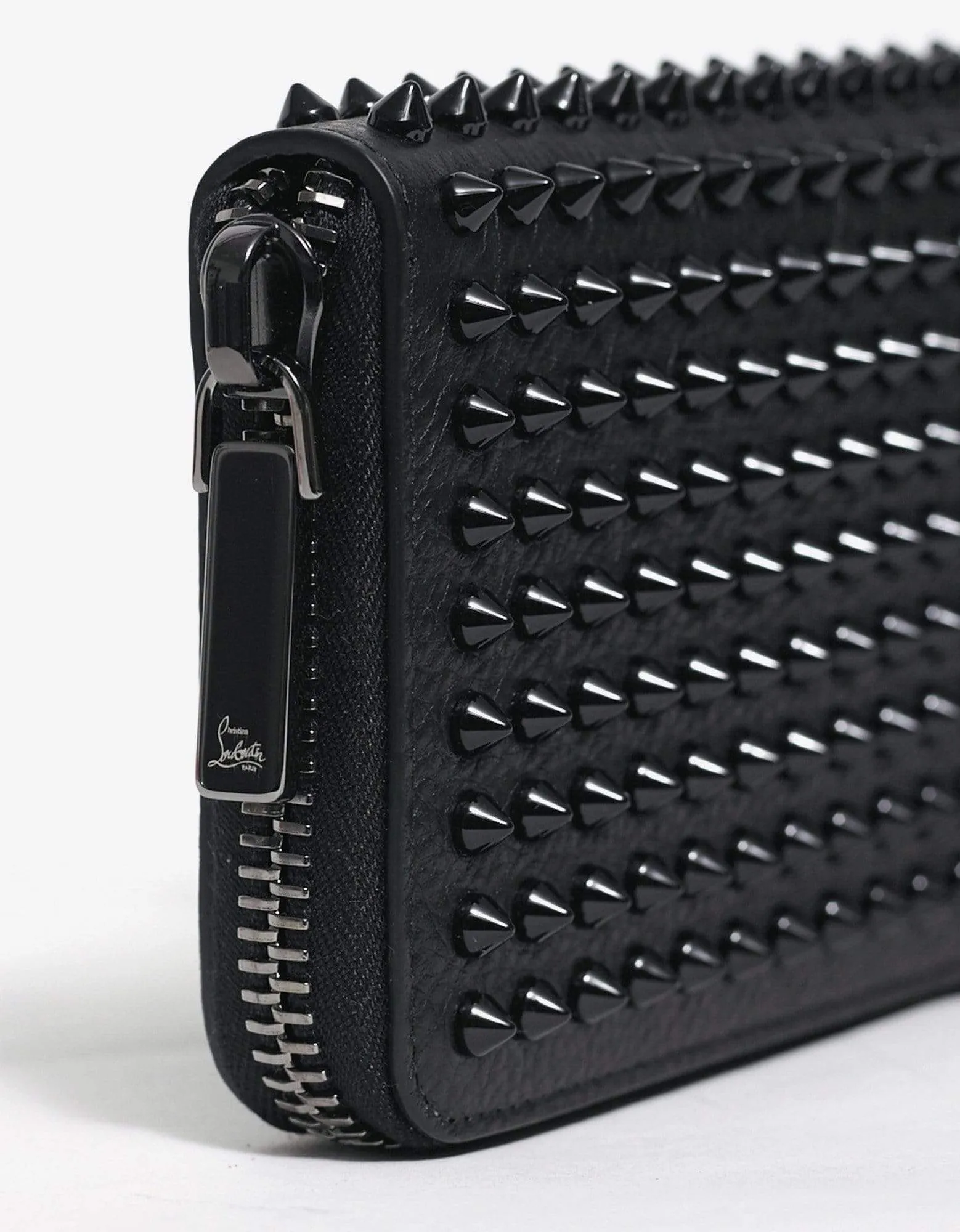 Christian Louboutin Panettone Black Grain Leather Spikes Wallet -