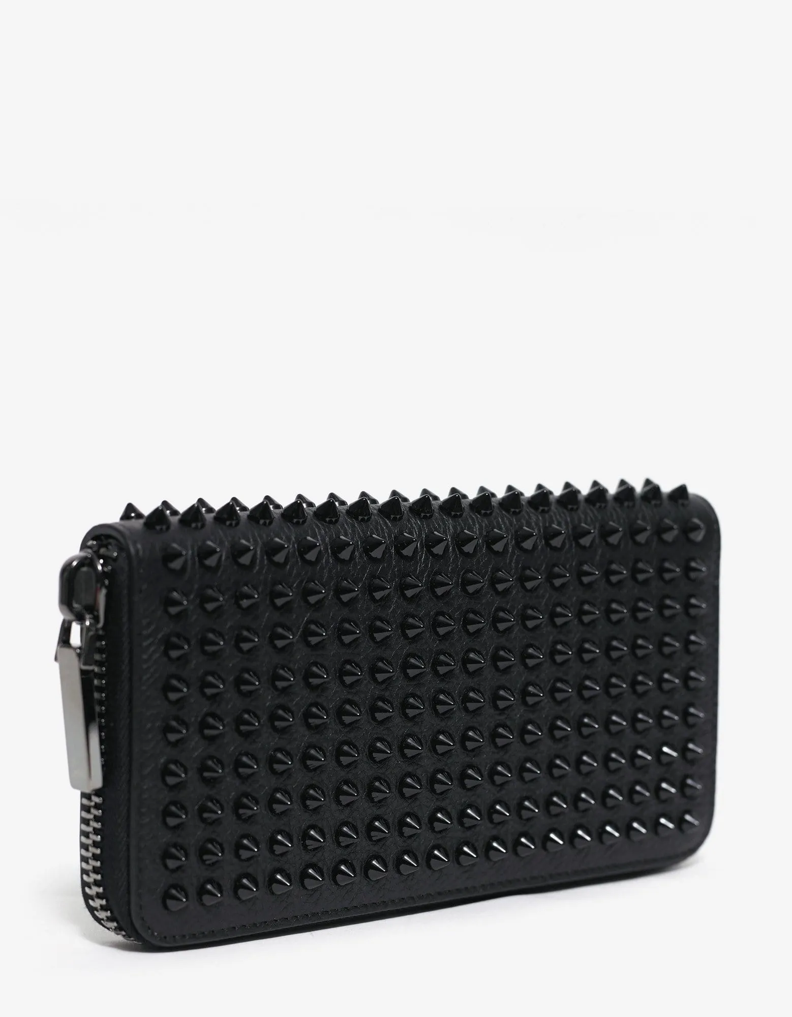 Christian Louboutin Panettone Black Grain Leather Spikes Wallet -