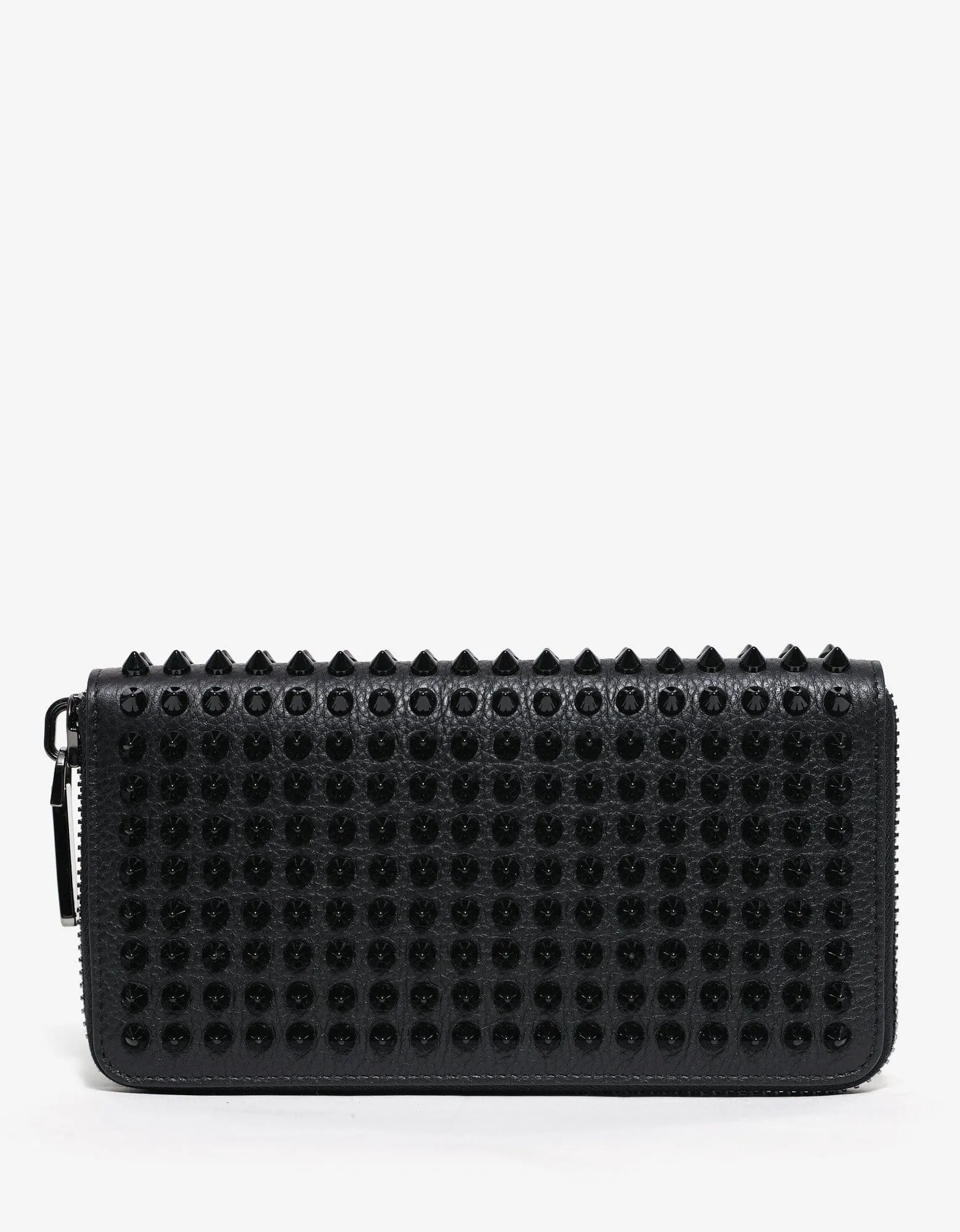 Christian Louboutin Panettone Black Grain Leather Spikes Wallet -