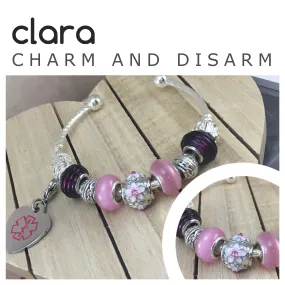 Clara Pink Silver Plated Medical Alert Bracelet - Handmade to Order