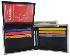 Classic $100 Bill Men's Genuine Leather Bifold Multi Card ID Center Flap Wallet 1246-20