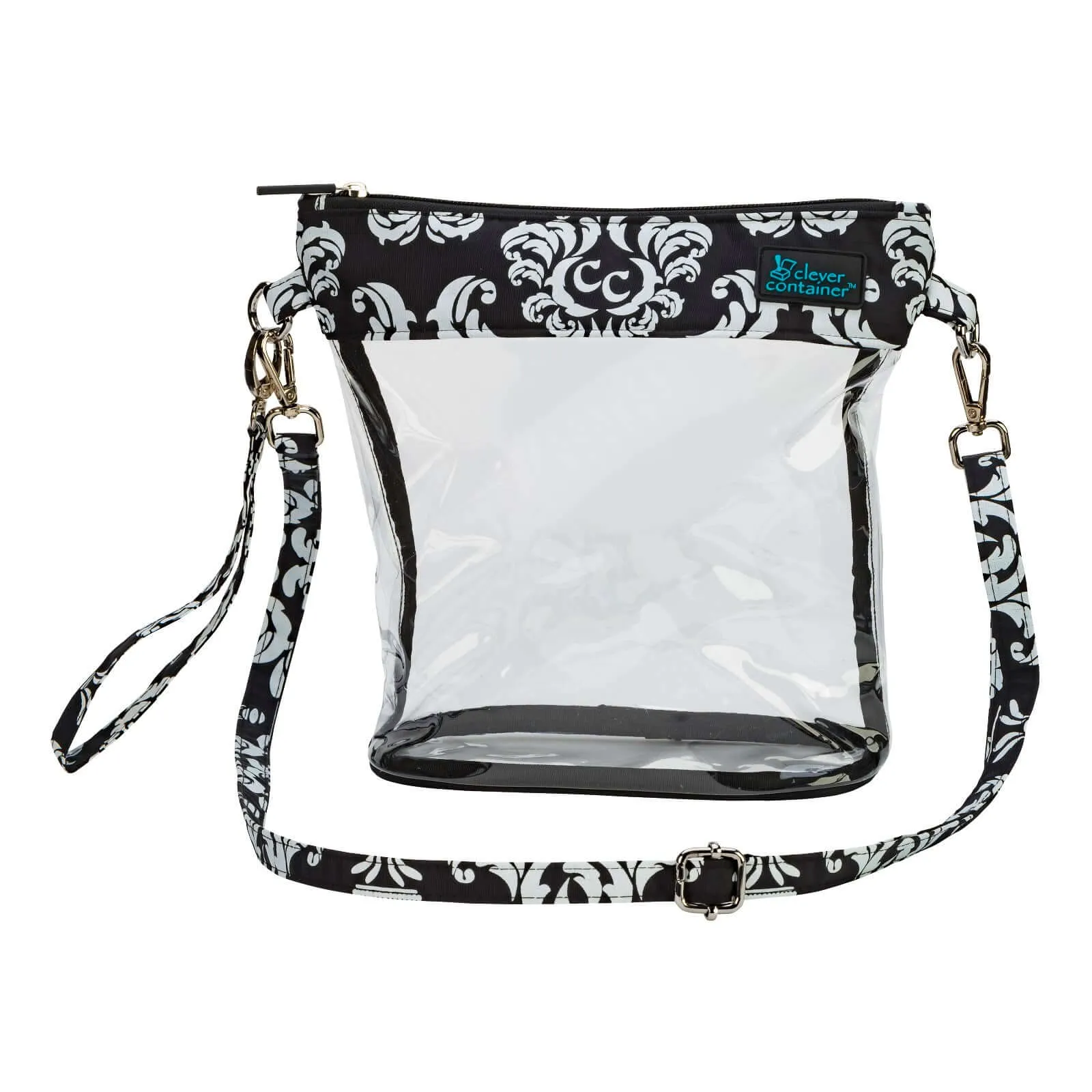 Clear Compact Crossbody Bag - Color - Damask Black Trim